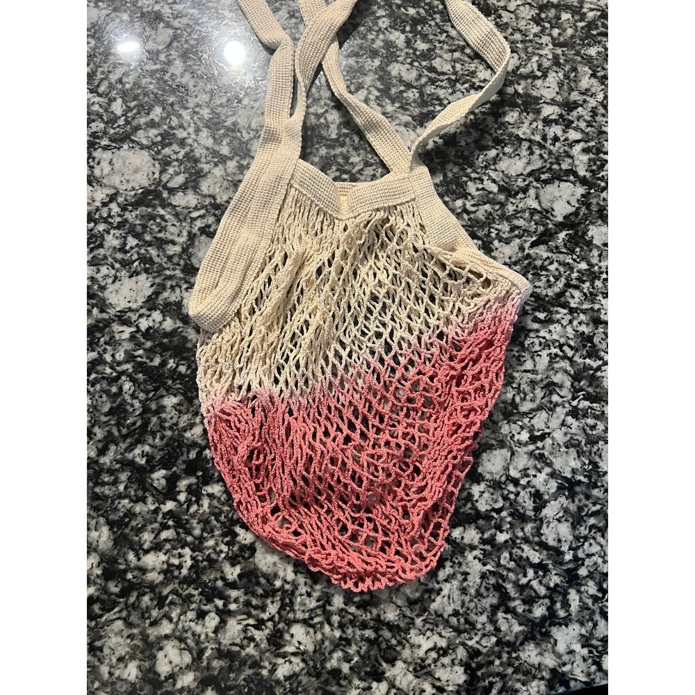 Camp Collection Ombre Mesh Market Bag Pink Cream Dip Dye Tote CMP-HO-001-111 - Picture 6 of 9